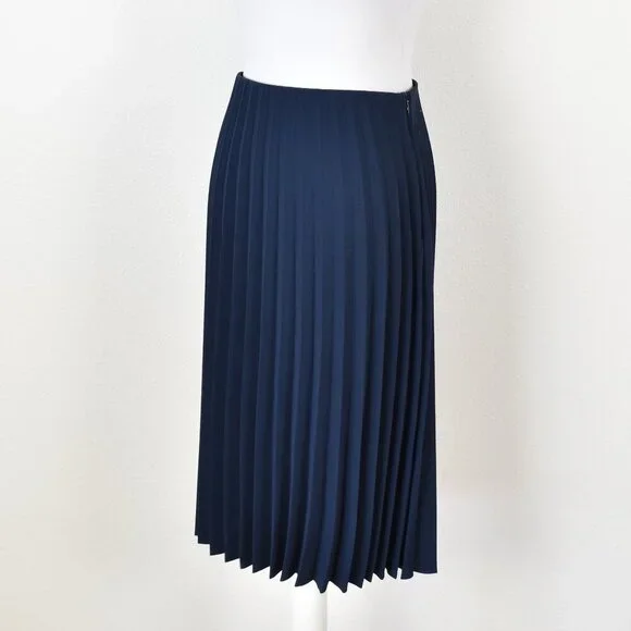 Everlane Pleated Navy Blue Midi Skirt - 2 - Picture 3 of 8